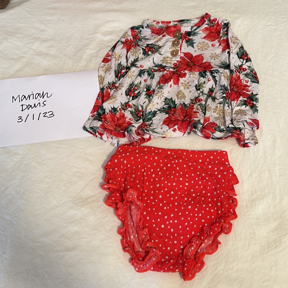 Posh peanut Emilia peplum bummie set 6-12m